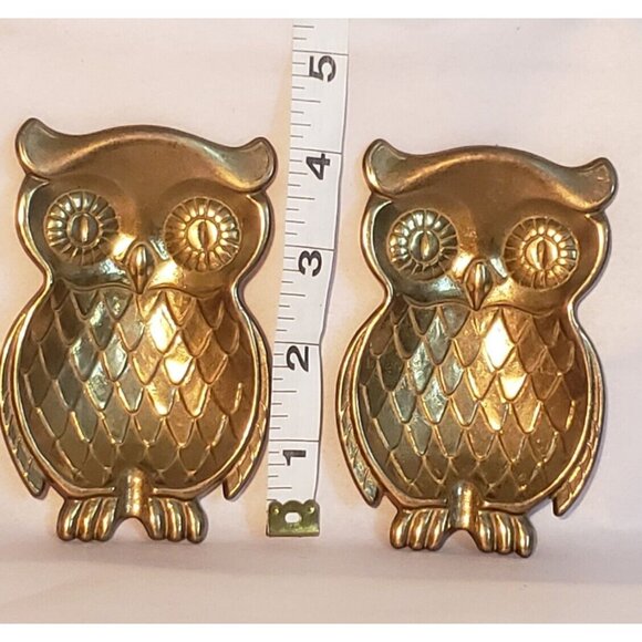 2 Vintage Brass Mid Century Modern Owl Trinket Key Coin Dish 4.2 in - Picture 4 of 4